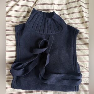 Sœur Wool Navy Turtleneck Bib Vest Jumper